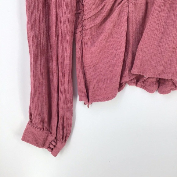 Free People Womens Peasant Top Mauve Pink Size M Cropped Boho - Picture 13 of 16